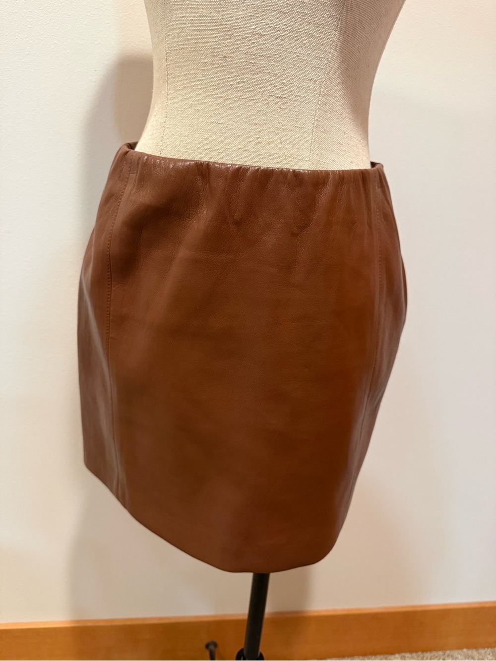 Wilfred Cognac Leather Mini Skirt